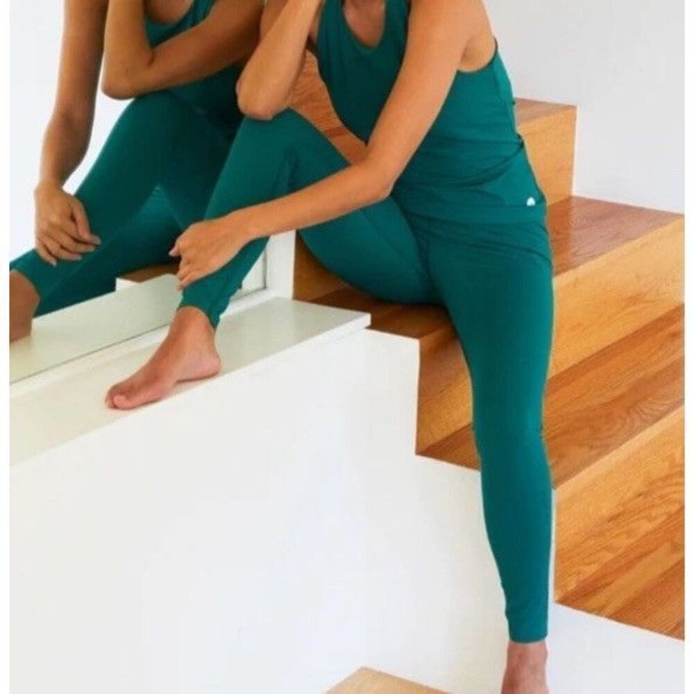 Outerknown OK Active High Rise Leggings Kelly Green Workout 28” Full Length NWT